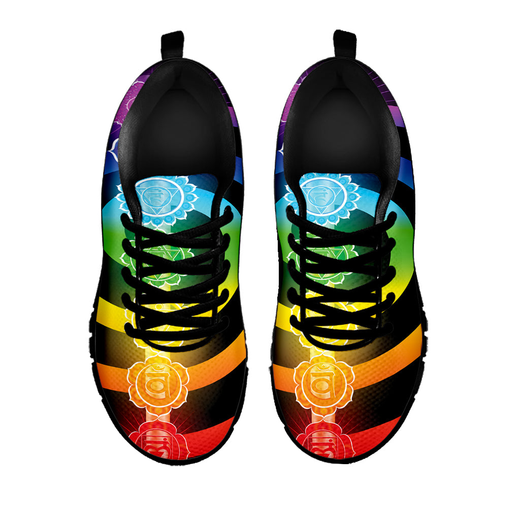 Seven Chakras Rainbow Of Life Print Black Sneakers