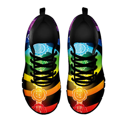 Seven Chakras Rainbow Of Life Print Black Sneakers