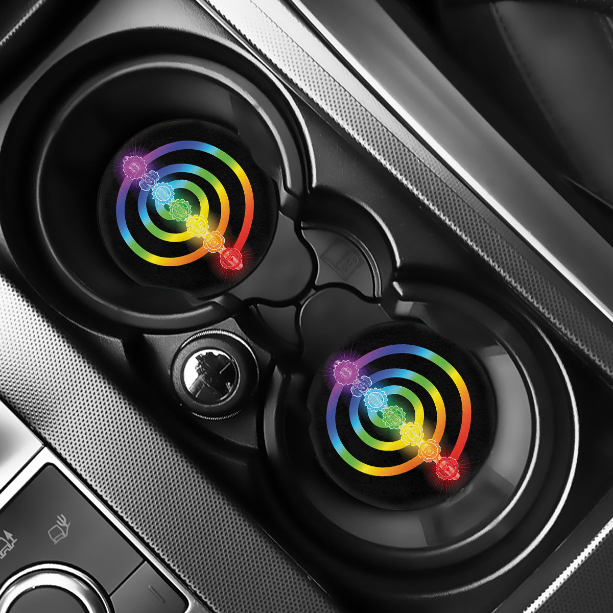 Seven Chakras Rainbow Of Life Print Car Coasters