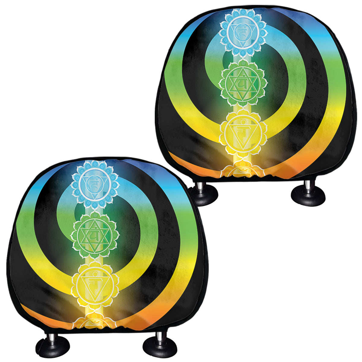 Seven Chakras Rainbow Of Life Print Car Headrest Covers