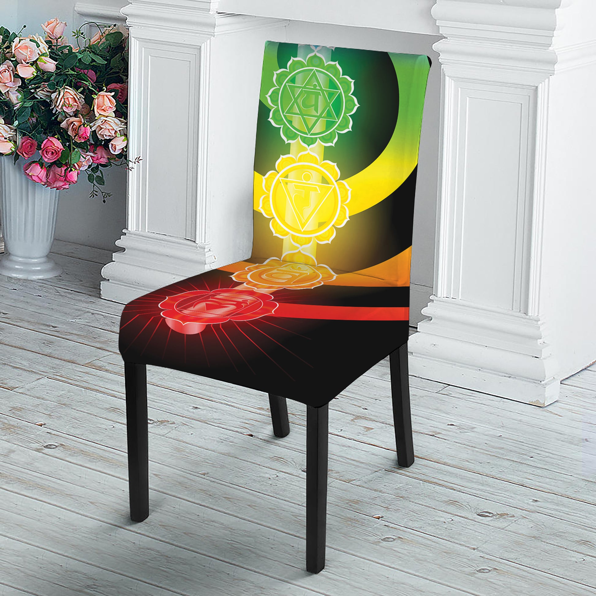 Seven Chakras Rainbow Of Life Print Dining Chair Slipcover