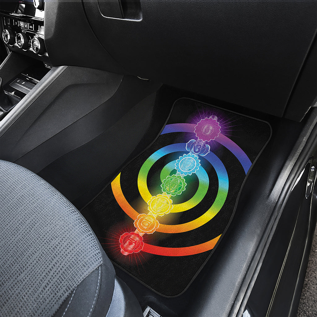 Seven Chakras Rainbow Of Life Print Front and Back Car Floor Mats