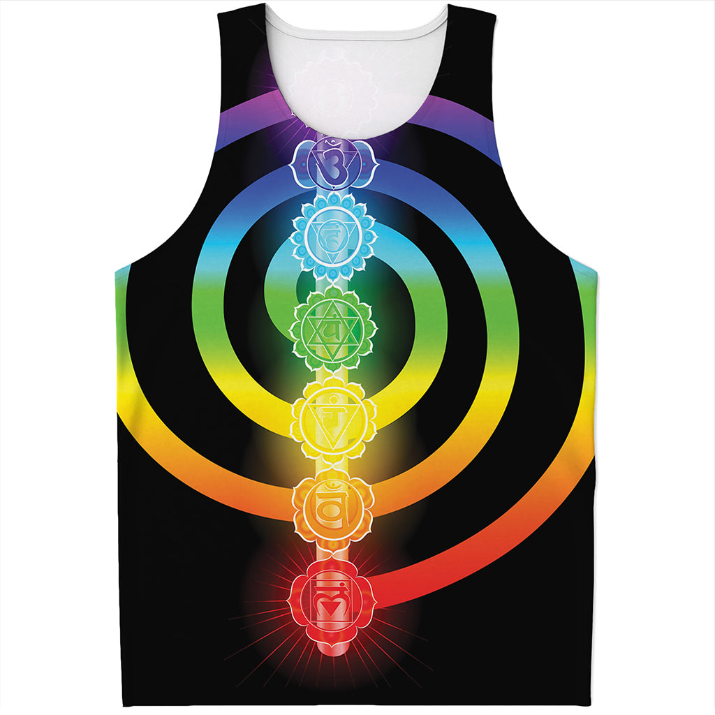 Seven Chakras Rainbow Of Life Print Men's Tank Top