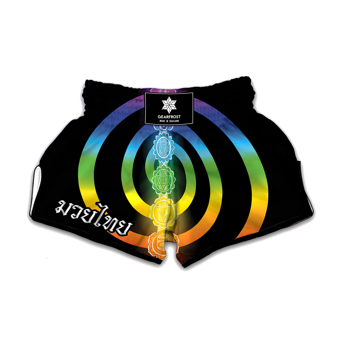 Seven Chakras Rainbow Of Life Print Muay Thai Boxing Shorts