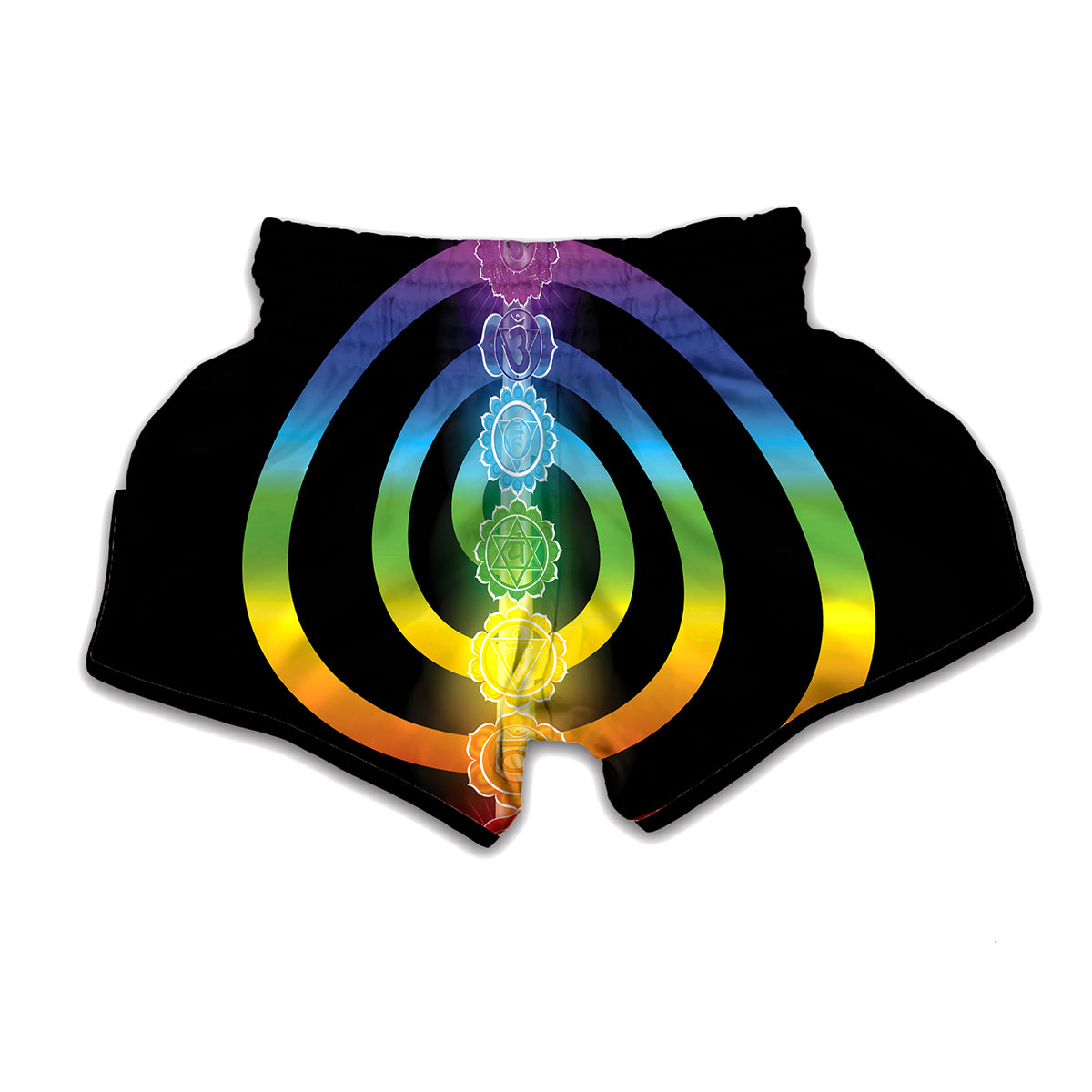Seven Chakras Rainbow Of Life Print Muay Thai Boxing Shorts