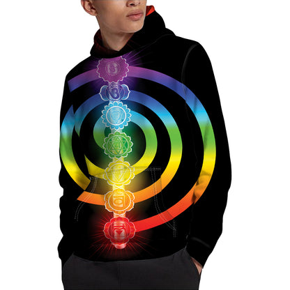 Seven Chakras Rainbow Of Life Print Pullover Hoodie