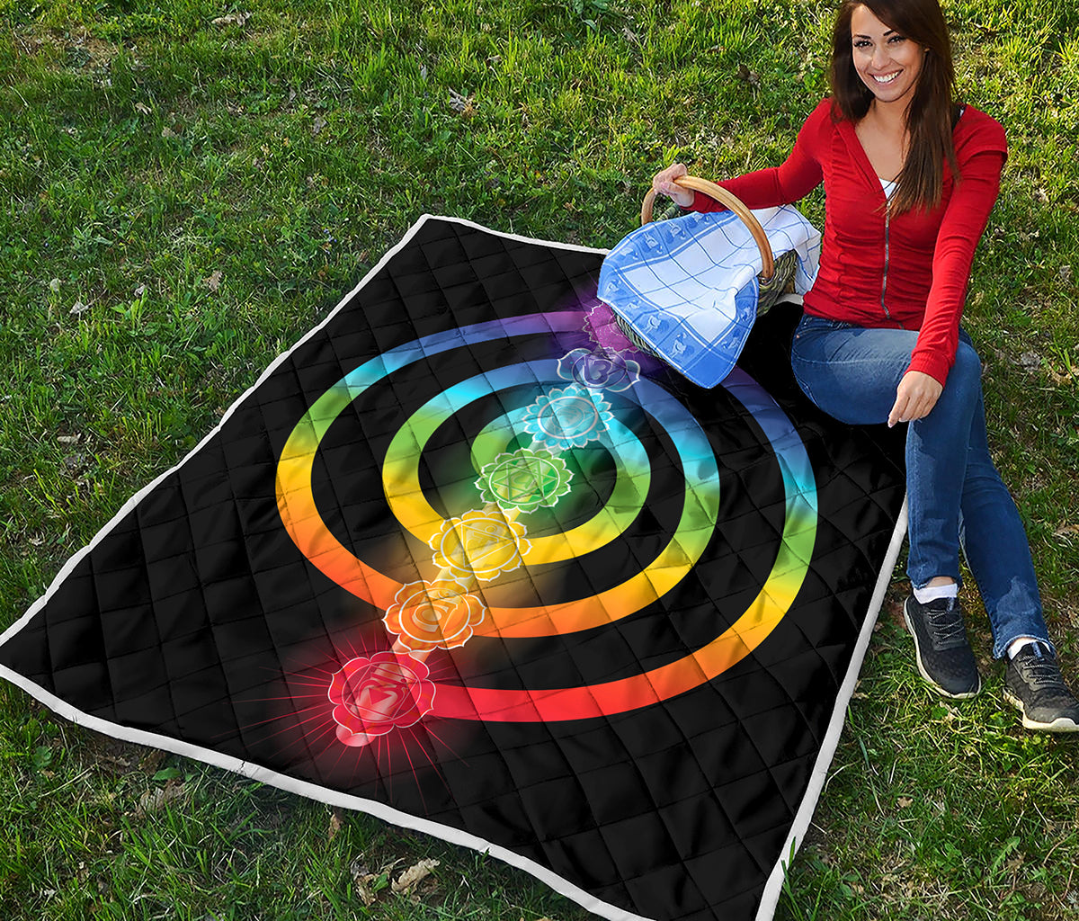 Seven Chakras Rainbow Of Life Print Quilt