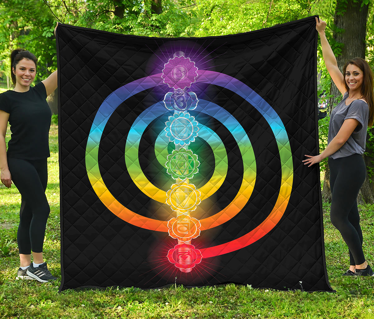 Seven Chakras Rainbow Of Life Print Quilt