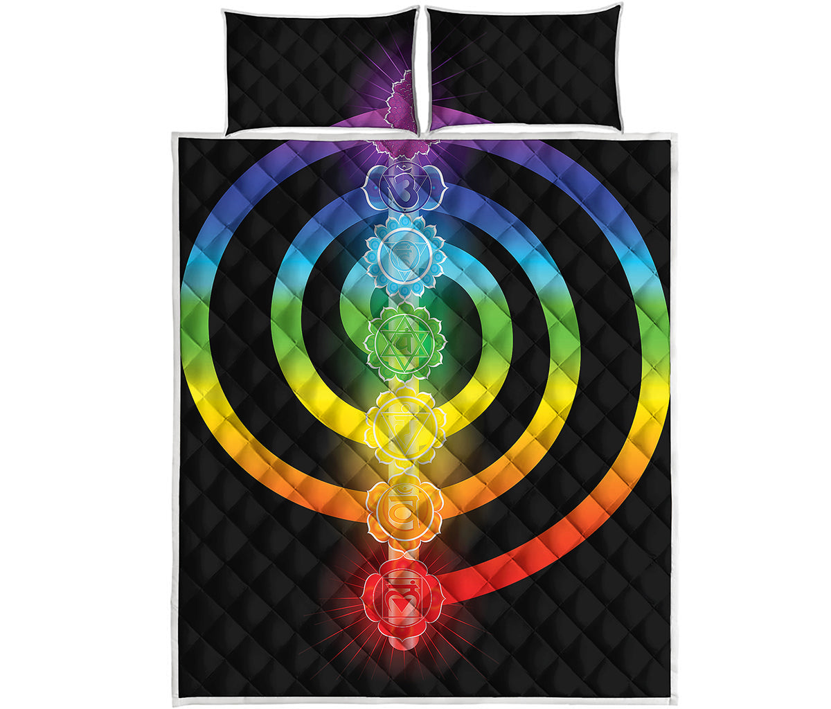 Seven Chakras Rainbow Of Life Print Quilt Bed Set