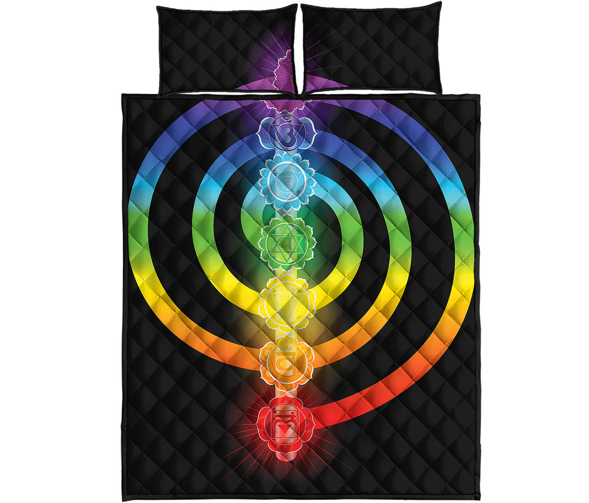 Seven Chakras Rainbow Of Life Print Quilt Bed Set