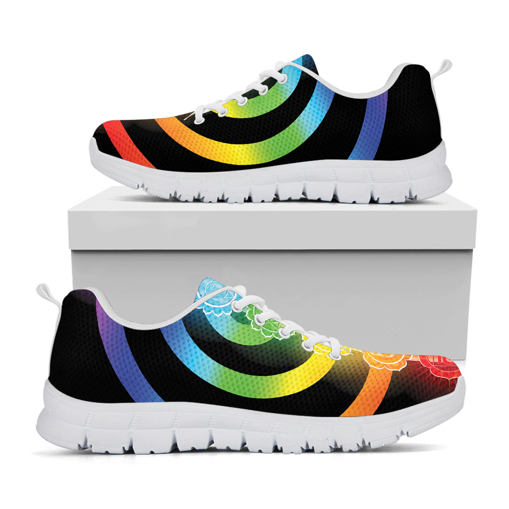 Seven Chakras Rainbow Of Life Print White Sneakers