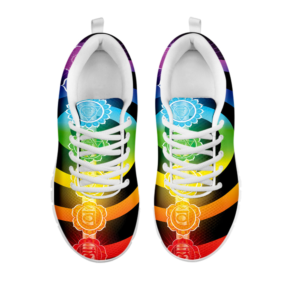 Seven Chakras Rainbow Of Life Print White Sneakers