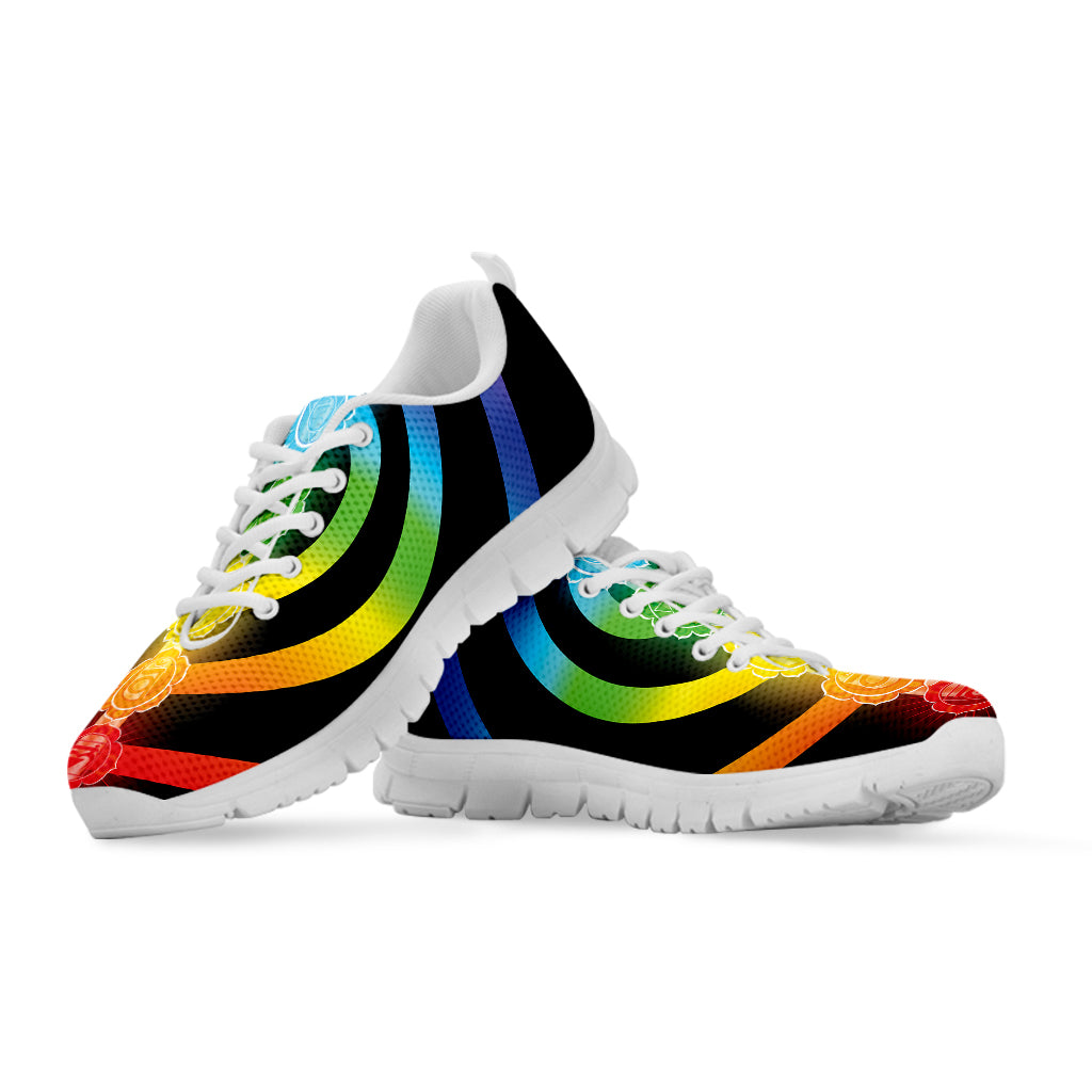 Seven Chakras Rainbow Of Life Print White Sneakers
