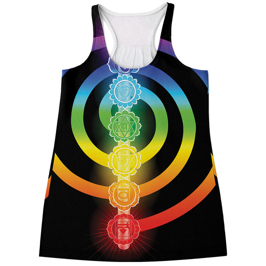 Seven Chakras Rainbow Of Life Print Women's Racerback Tank Top