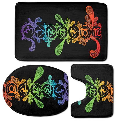 Seven Spiritual Chakras Print 3 Piece Bath Mat Set