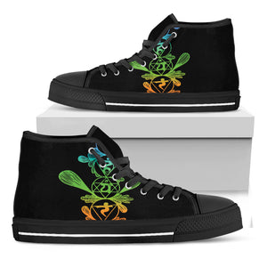 Seven Spiritual Chakras Print Black High Top Shoes