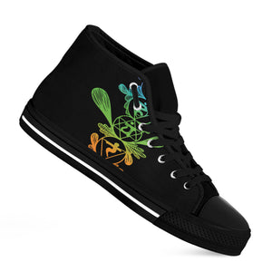 Seven Spiritual Chakras Print Black High Top Shoes