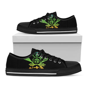 Seven Spiritual Chakras Print Black Low Top Shoes