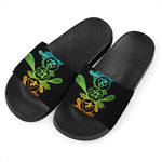 Seven Spiritual Chakras Print Black Slide Sandals