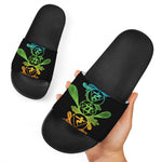 Seven Spiritual Chakras Print Black Slide Sandals