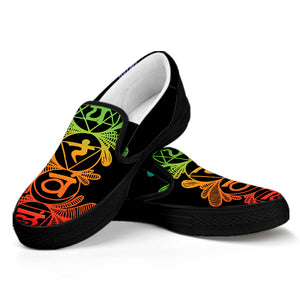 Seven Spiritual Chakras Print Black Slip On Shoes