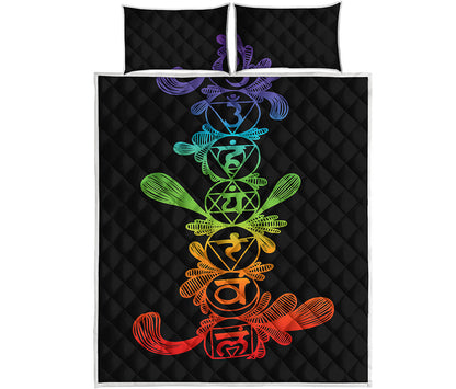 Seven Spiritual Chakras Print Quilt Bed Set