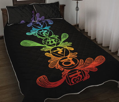 Seven Spiritual Chakras Print Quilt Bed Set