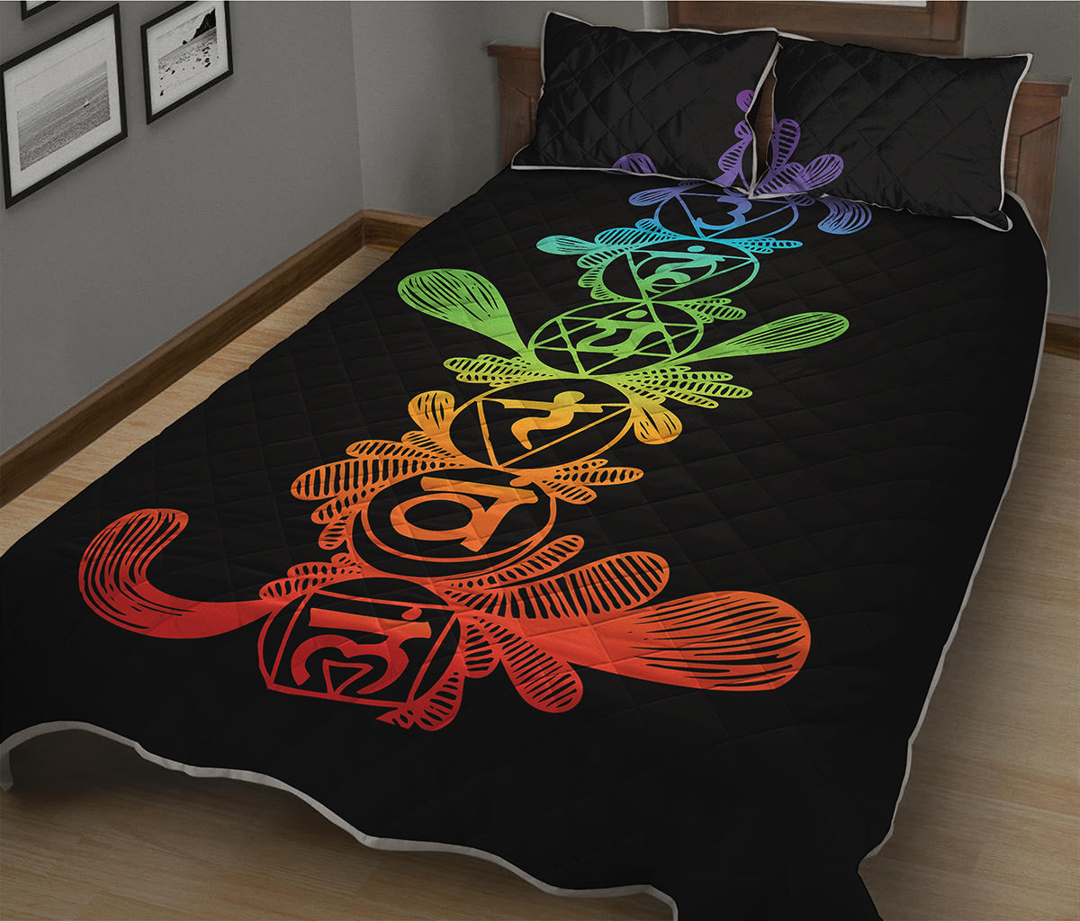 Seven Spiritual Chakras Print Quilt Bed Set