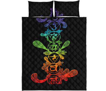 Seven Spiritual Chakras Print Quilt Bed Set