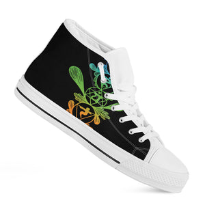 Seven Spiritual Chakras Print White High Top Shoes