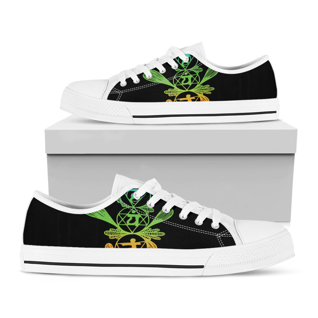 Seven Spiritual Chakras Print White Low Top Shoes