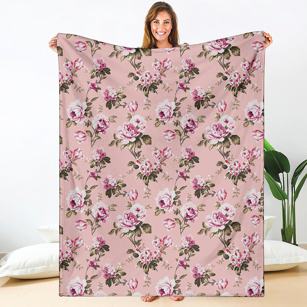 Shabby Chic Vintage Floral Print Blanket