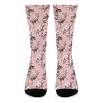 Shabby Chic Vintage Floral Print Crew Socks