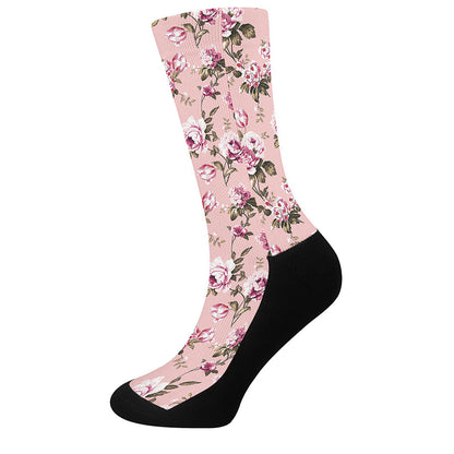 Shabby Chic Vintage Floral Print Crew Socks