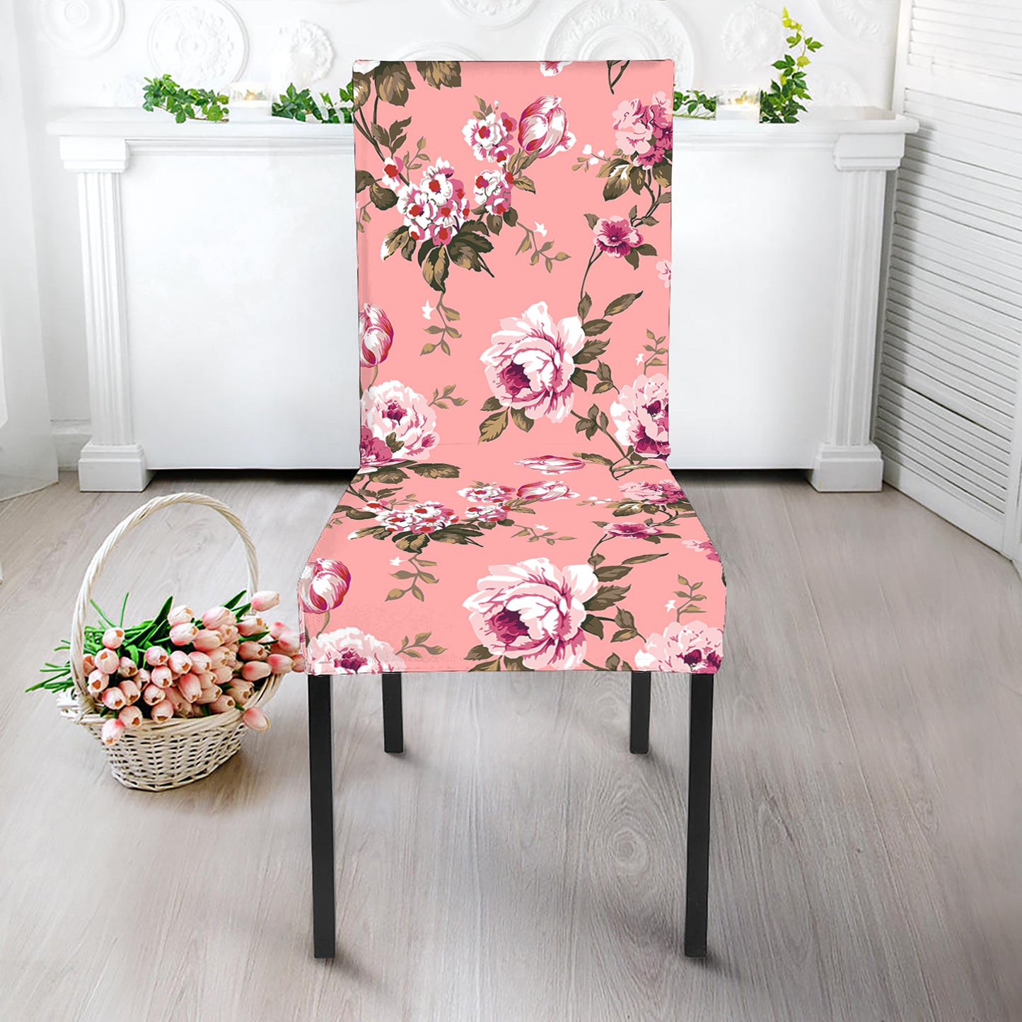 Shabby Chic Vintage Floral Print Dining Chair Slipcover