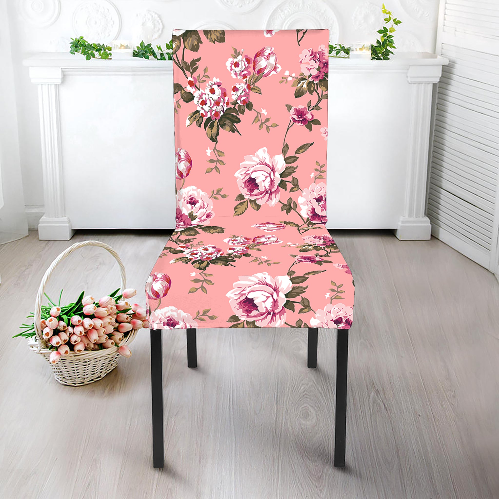 Shabby Chic Vintage Floral Print Dining Chair Slipcover