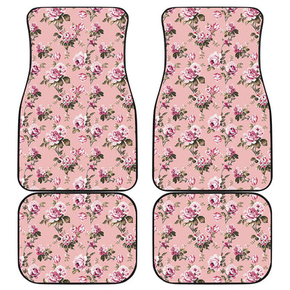 Shabby Chic Vintage Floral Print Front and Back Car Floor Mats