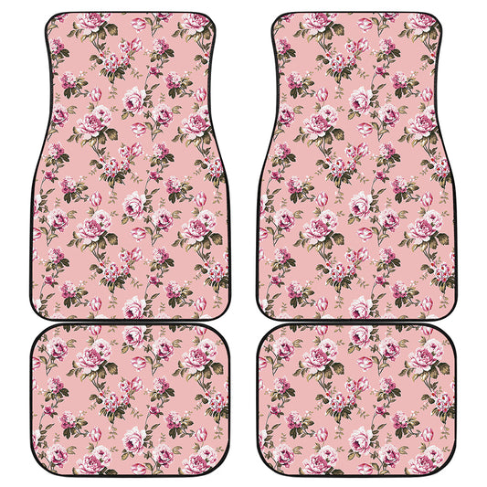 Shabby Chic Vintage Floral Print Front and Back Car Floor Mats