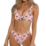 Shabby Chic Vintage Floral Print Front Bow Tie Bikini
