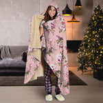 Shabby Chic Vintage Floral Print Hooded Blanket