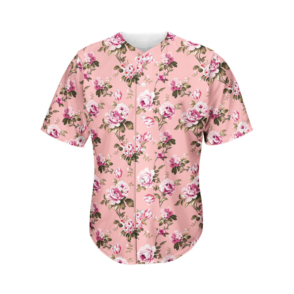 Shabby Chic Vintage Floral Print Men's Baseball Jersey
