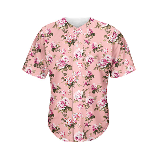 Shabby Chic Vintage Floral Print Men's Baseball Jersey