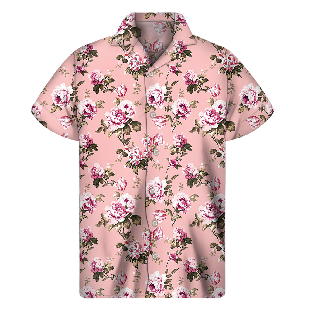 Shabby Chic Vintage Floral Print Men's Short Sleeve Shirt