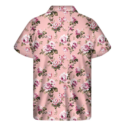 Shabby Chic Vintage Floral Print Men's Short Sleeve Shirt