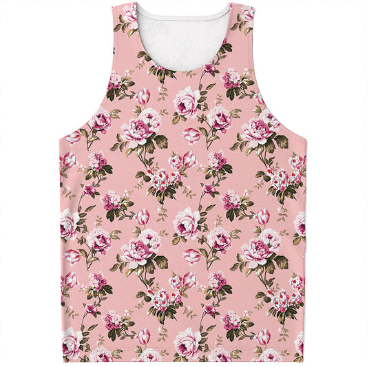 Shabby Chic Vintage Floral Print Men's Tank Top