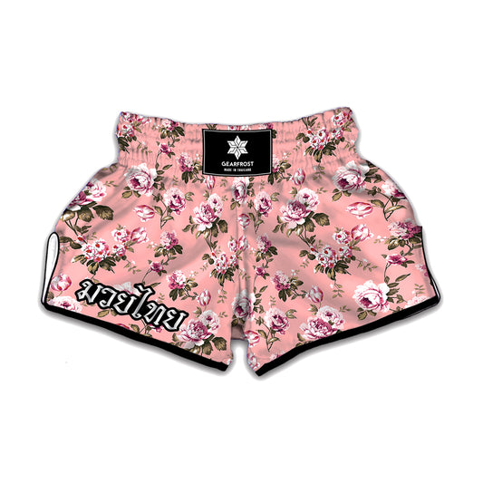 Shabby Chic Vintage Floral Print Muay Thai Boxing Shorts