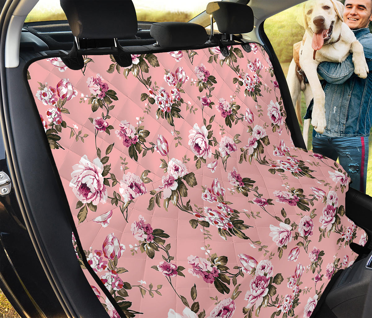Shabby Chic Vintage Floral Print Pet Car Back Seat Cover