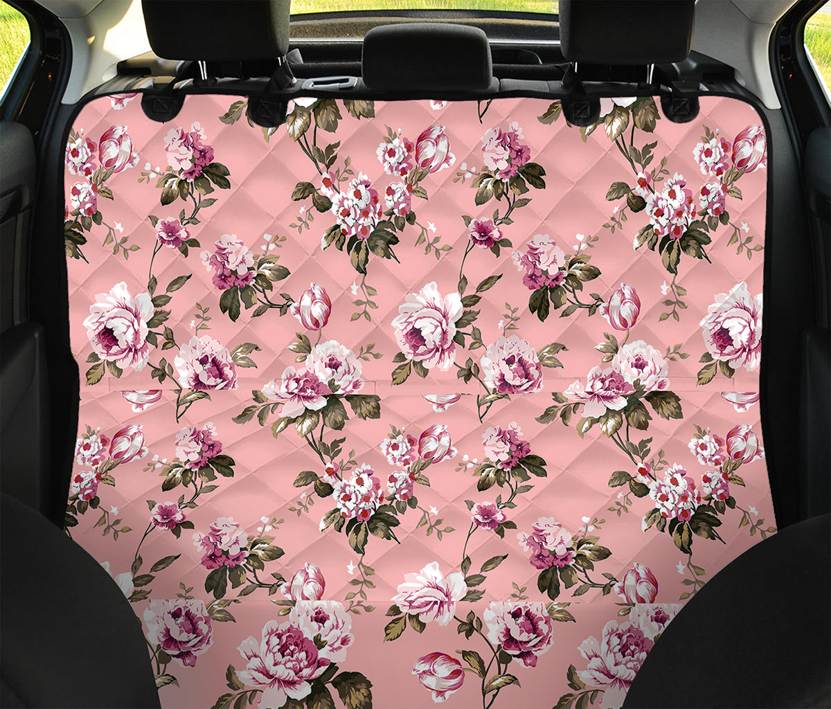 Shabby Chic Vintage Floral Print Pet Car Back Seat Cover