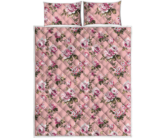 Shabby Chic Vintage Floral Print Quilt Bed Set