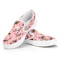 Shabby Chic Vintage Floral Print White Slip On Sneakers